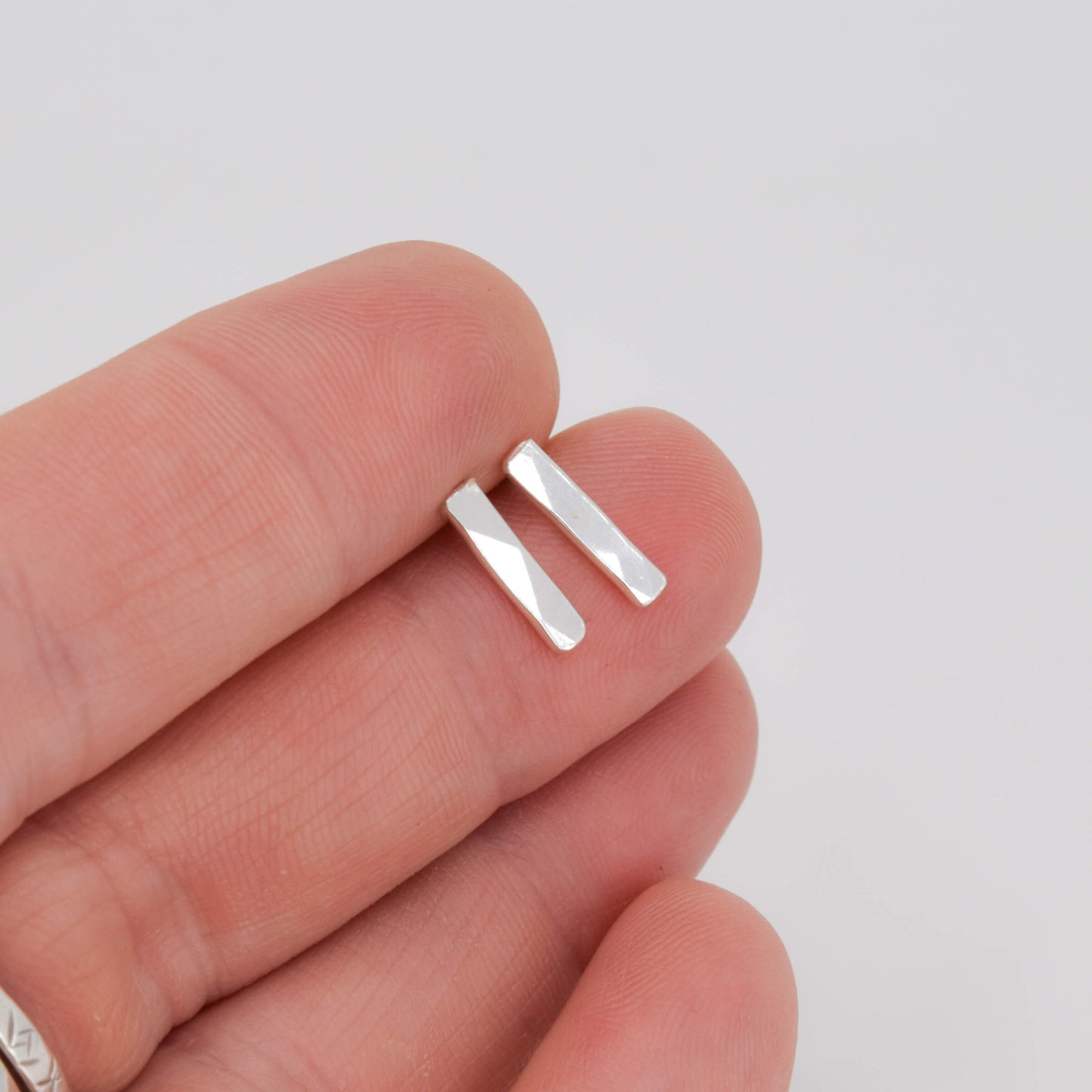 Intuessa Jewelry Co - Small Tree Birch Bark Textured Studs in Sterling Silver