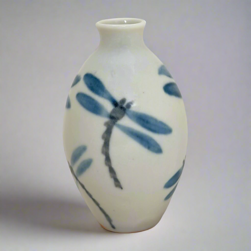 Mini Bottle with Blue Dragonflies - Susan Bogen