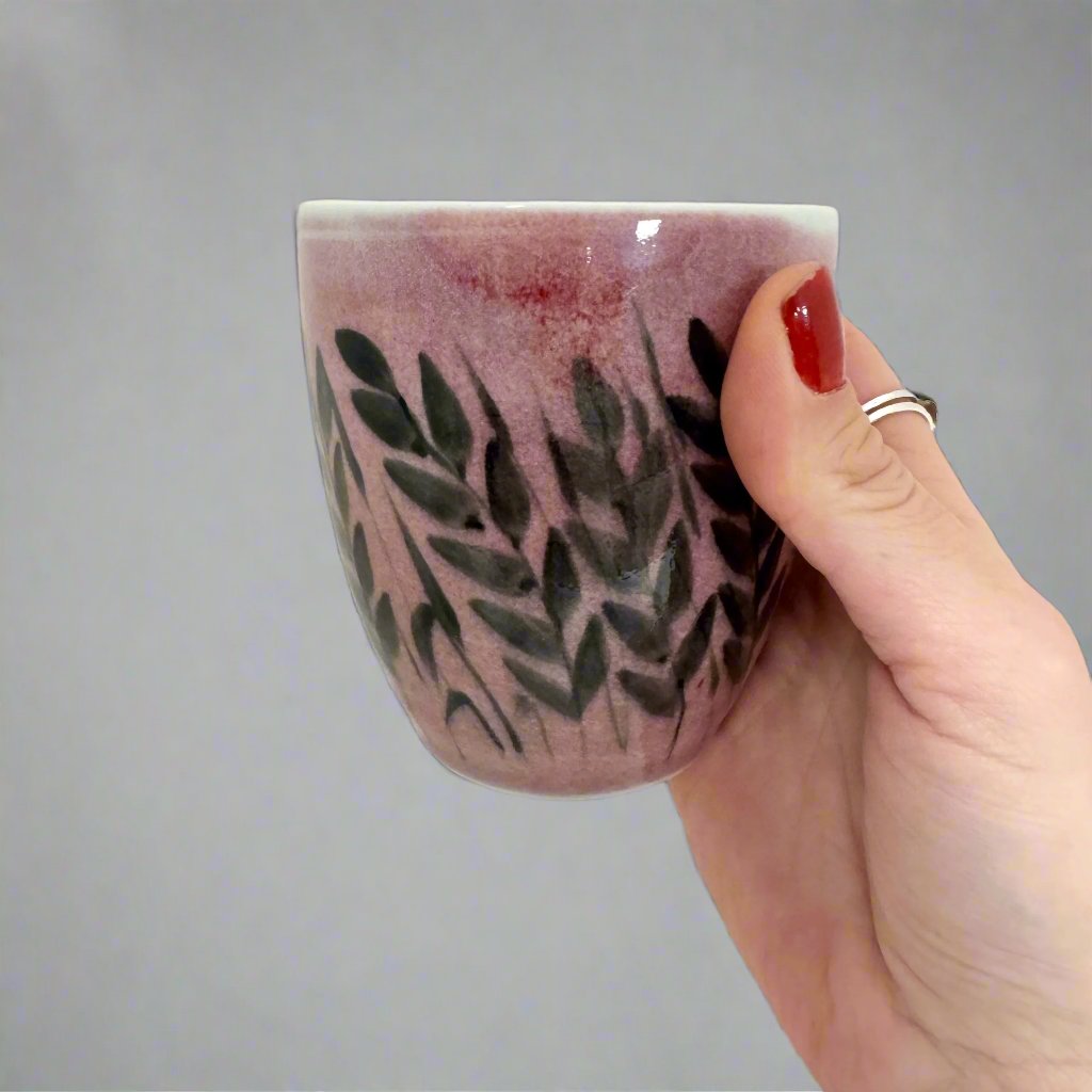 Red Tumbler with Wheat shown in hand for scale - Susan Bogen