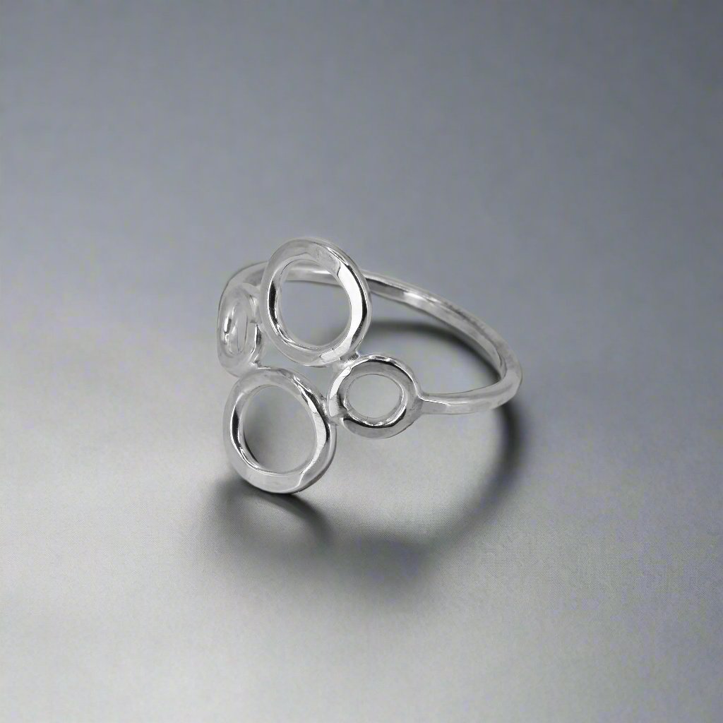 Side View of Sterling Silver Circles Ring - Jeanine Erickson