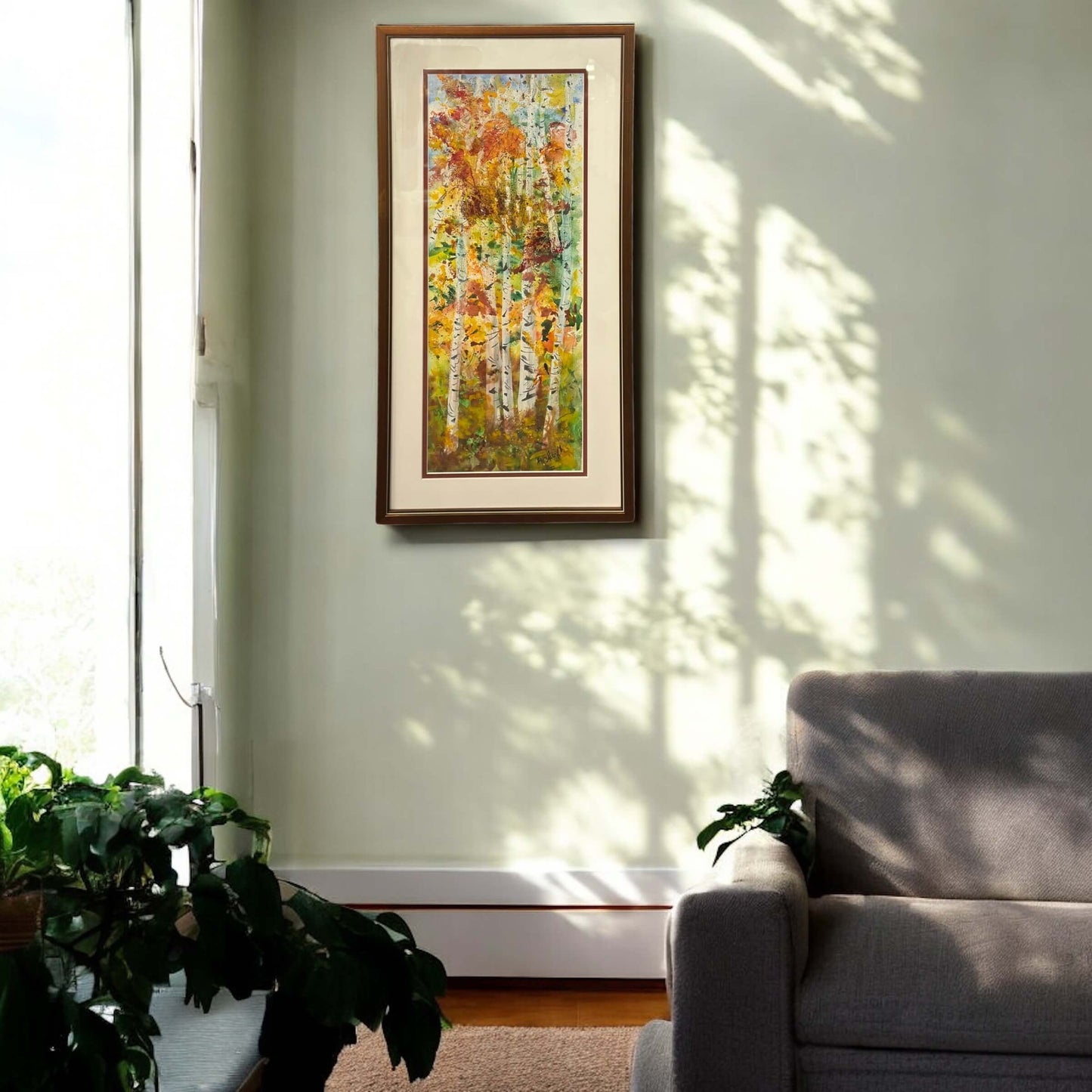 "Autumn Birches" Watercolor Painting - Jan Swift in room