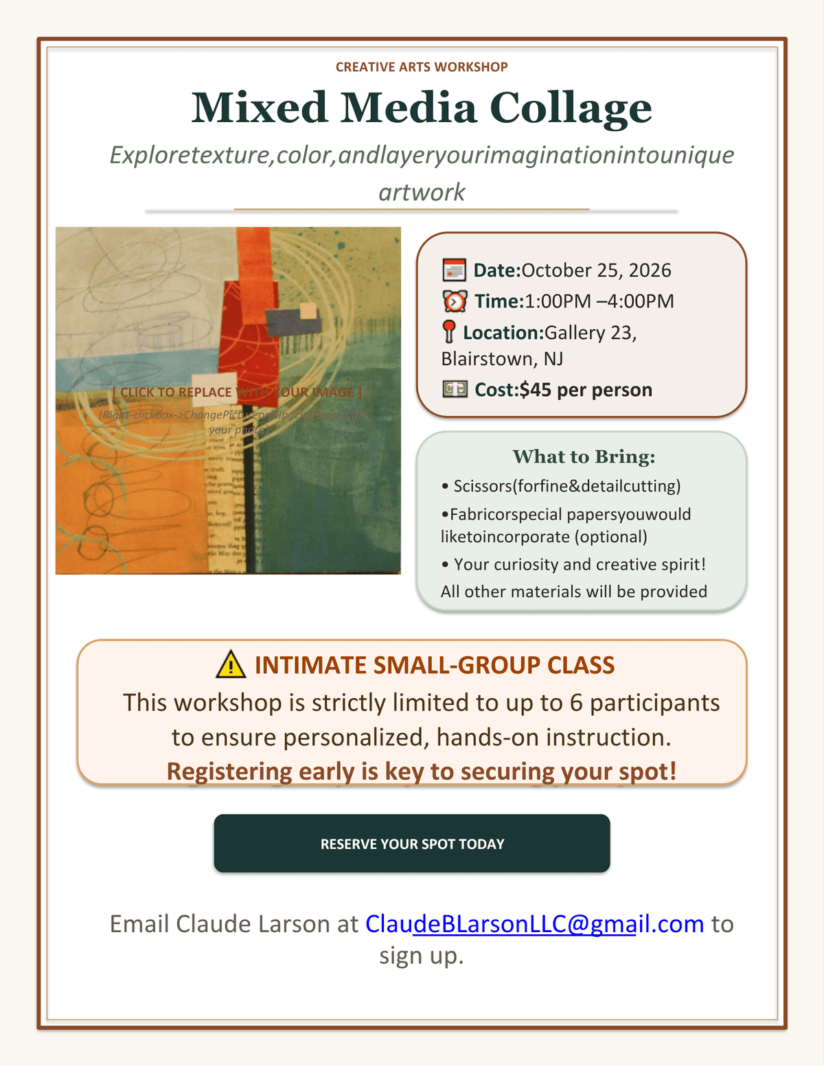 Claude Larson Mixed Media Collage Workshop