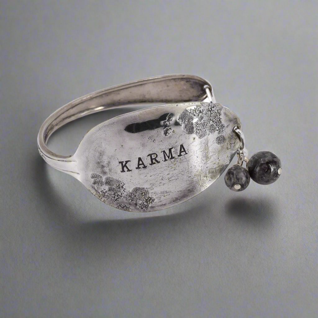 Close up of Spoon Bracelet Silver Plated - Karin White
