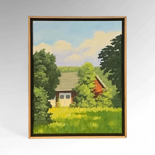 Curtis Engesser watercolor painting of a red barn