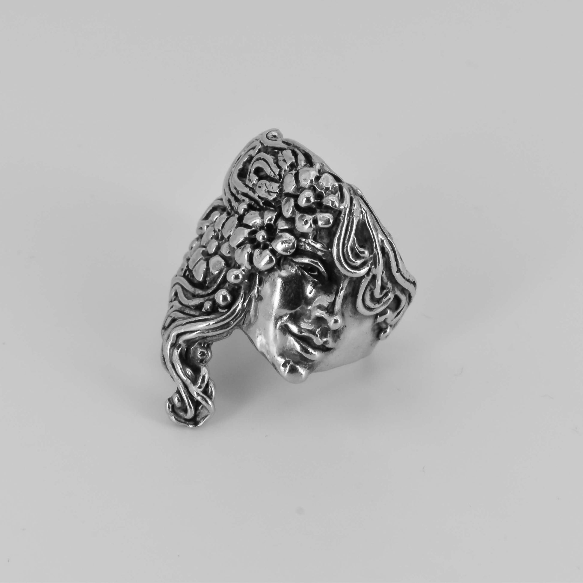Face with Flowers Ring in Sterling Silver - Jane Voorhees
