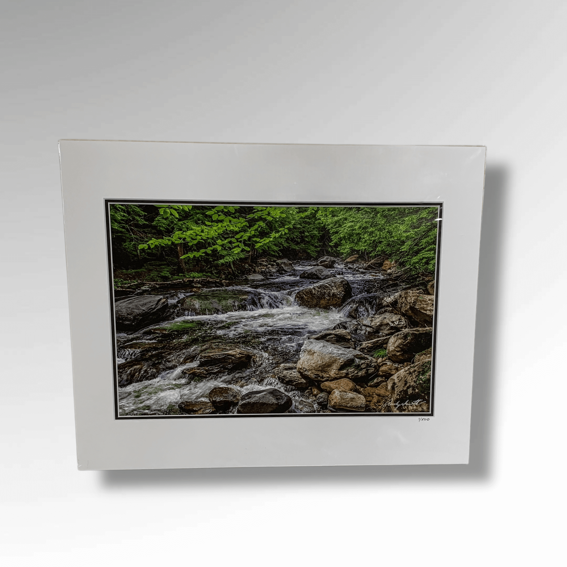 Flowing Water in Vermont Matted Photograph - Andy Smith