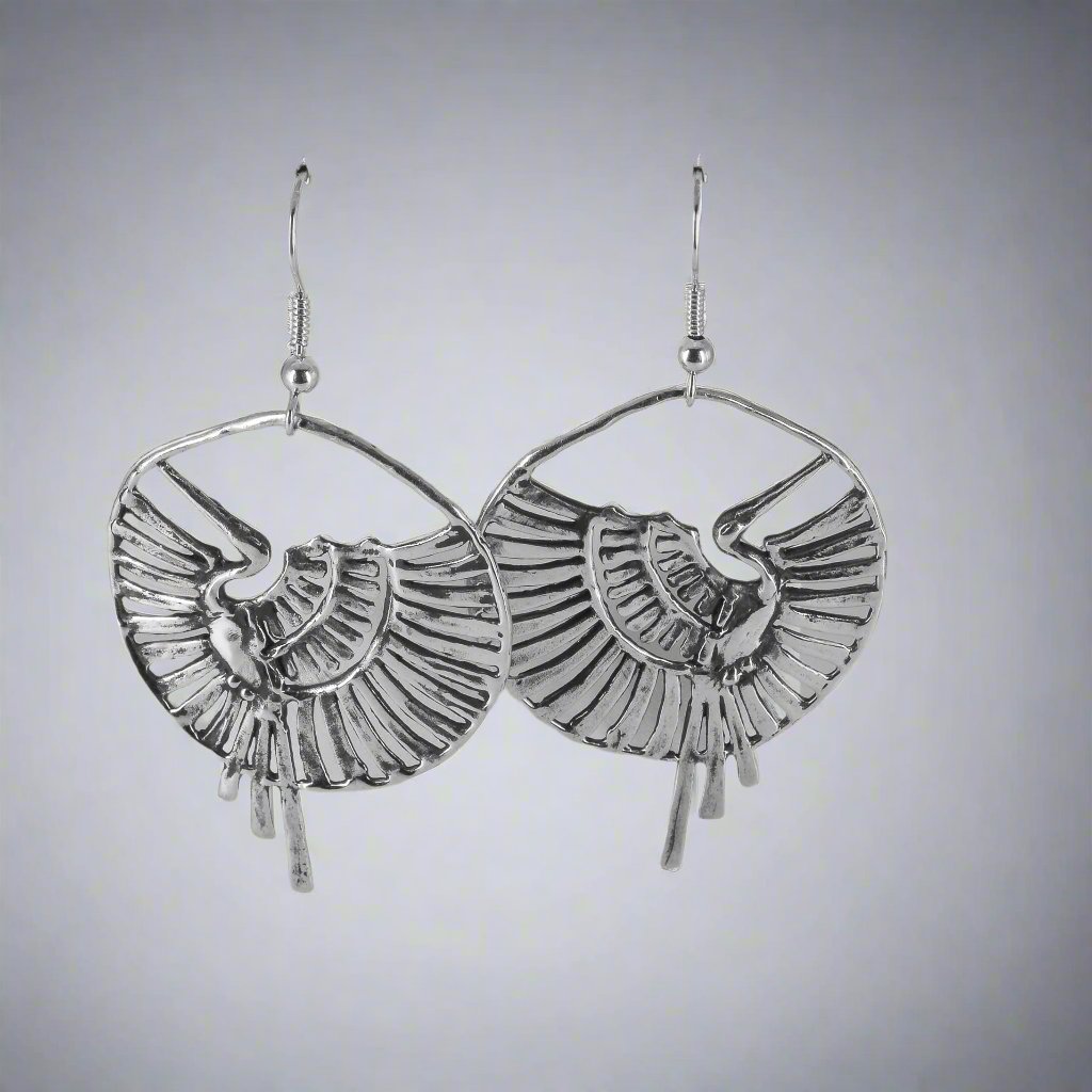 Flying Crane Earrings in Sterling Silver - Jane Voorhees