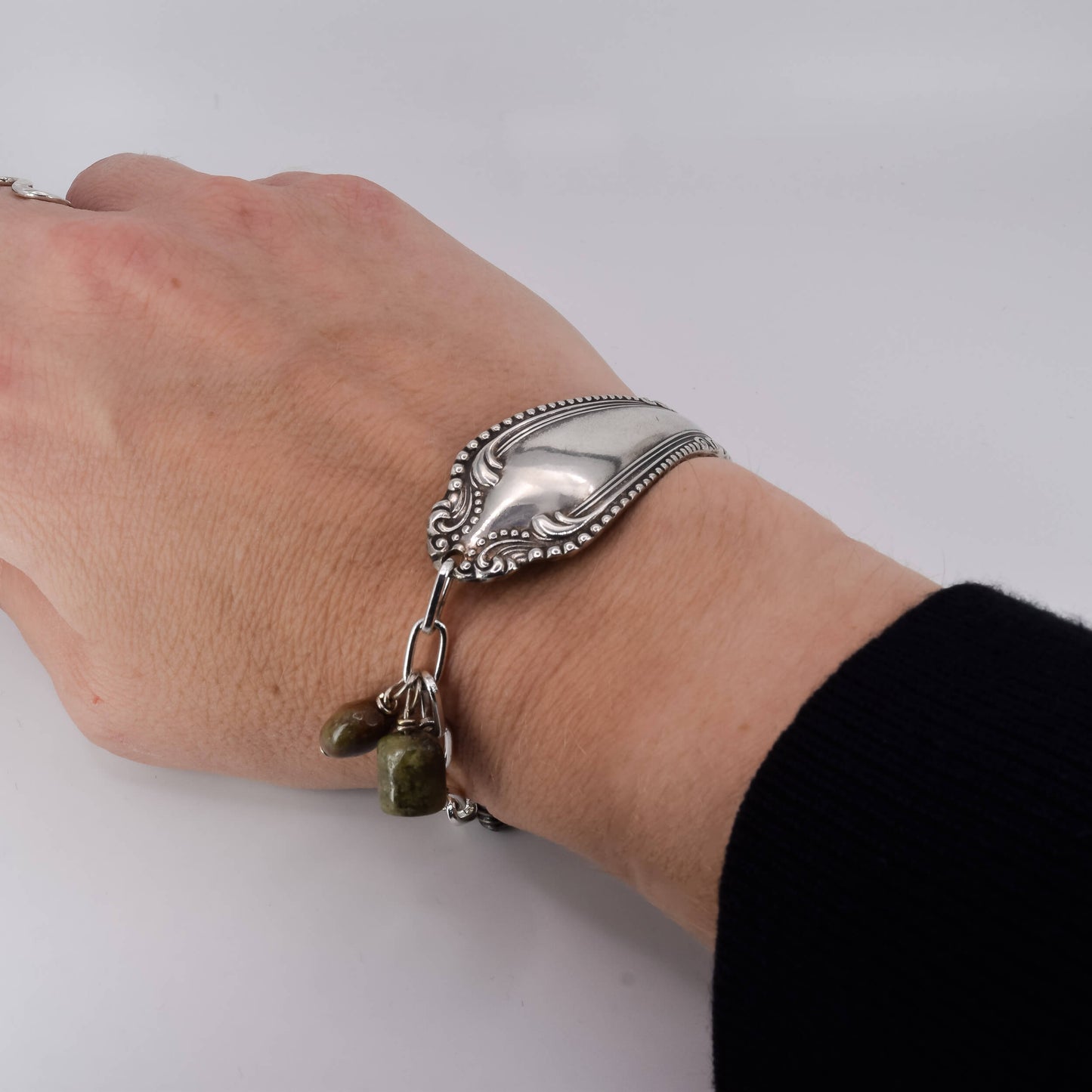 Handle Bracelet Silver Plated - Karin White worn on wrist