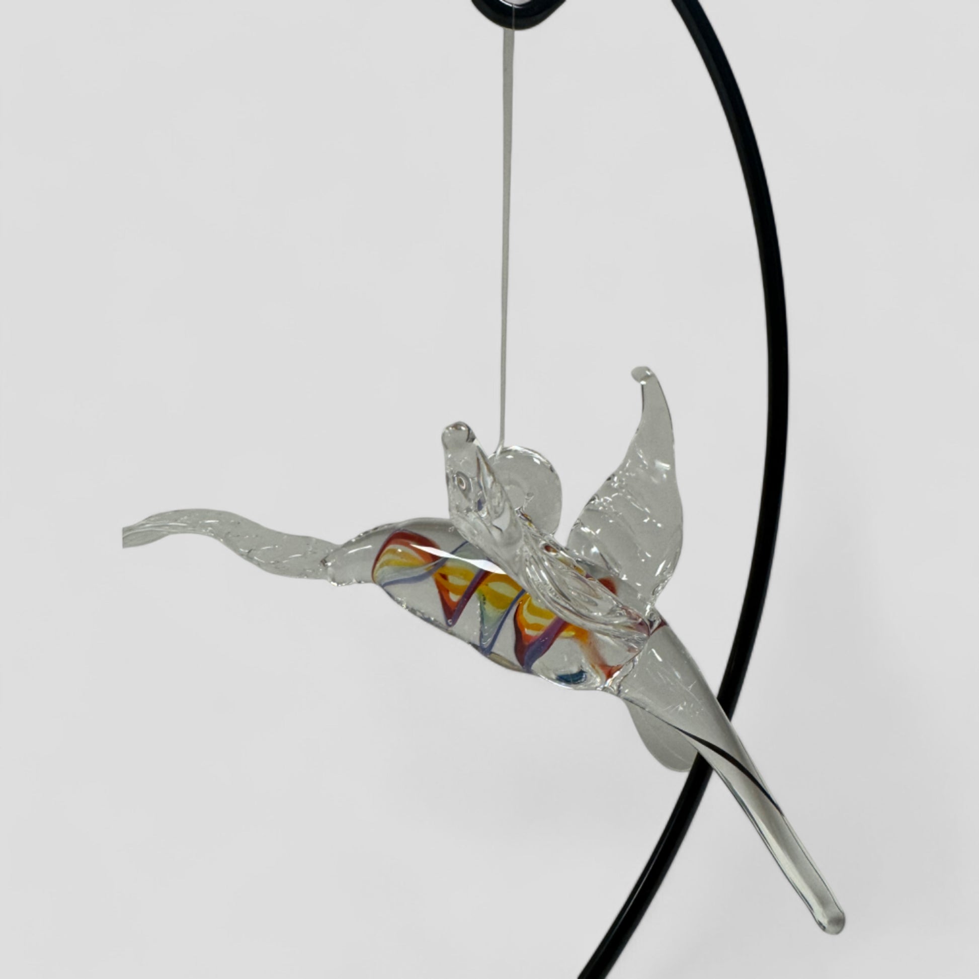 Side VIew of Hummingbird Glass Sculpture - Lori Heninger