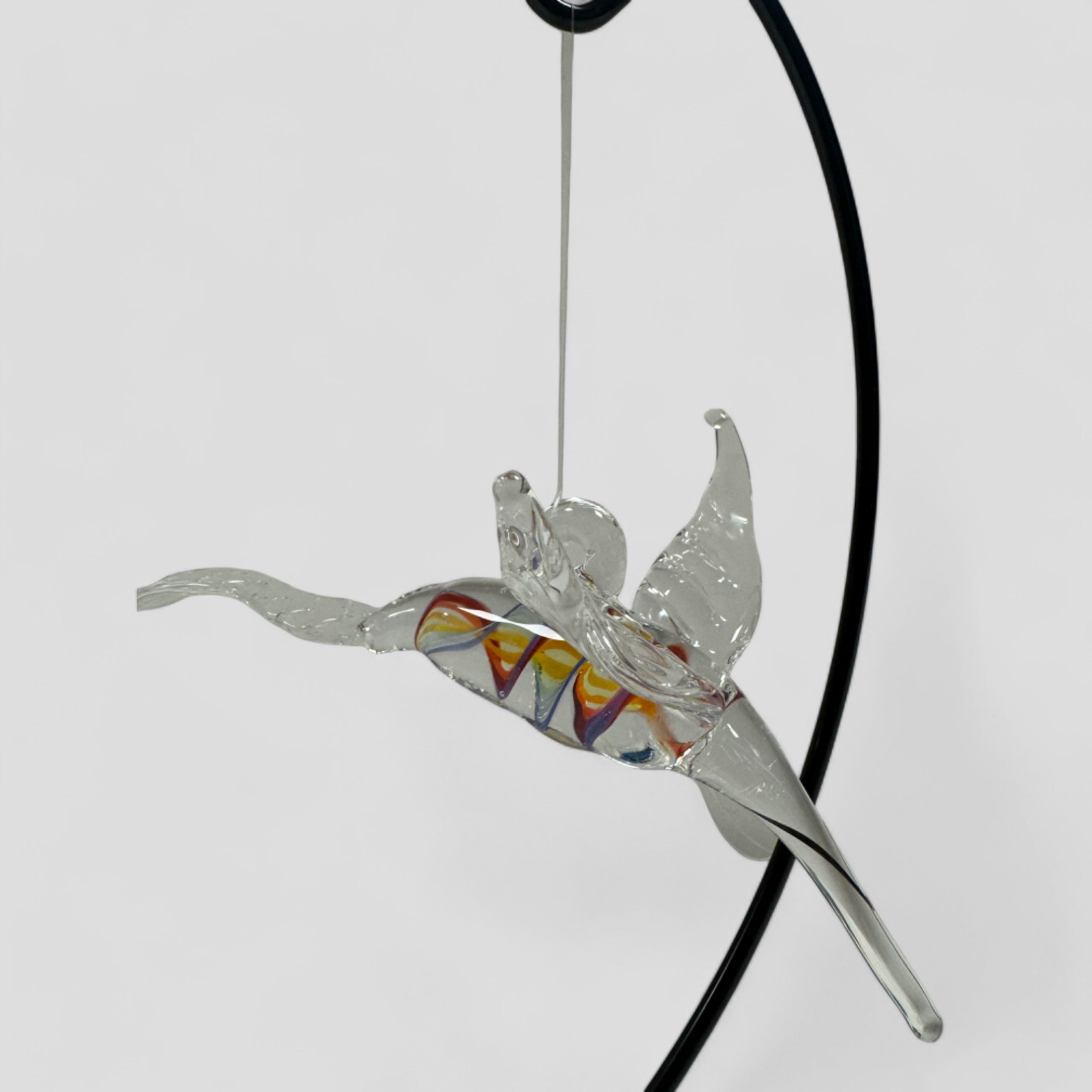 Side VIew of Hummingbird Glass Sculpture - Lori Heninger