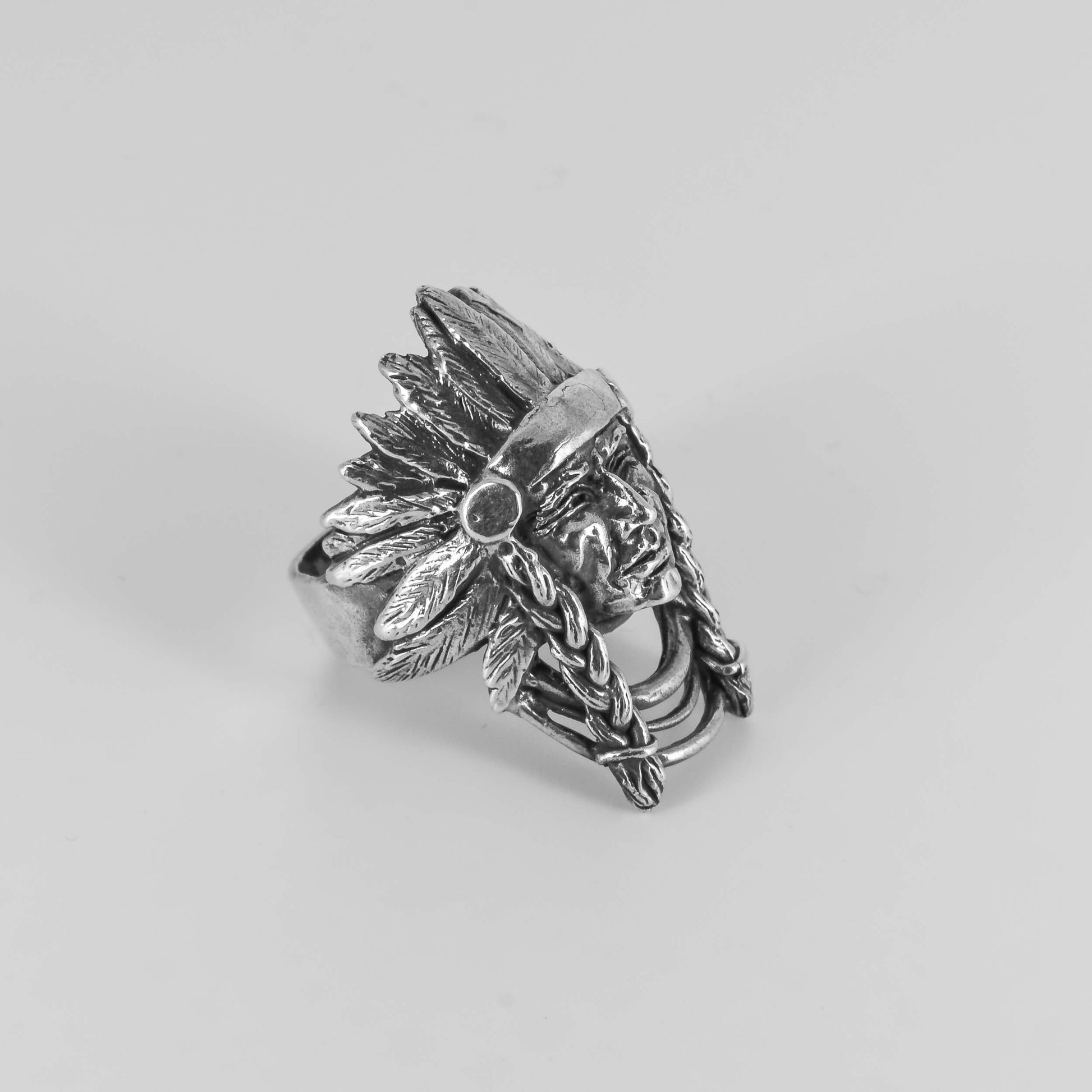 Indian Head Ring in Sterling Silver Side profile - Jane Voorhees