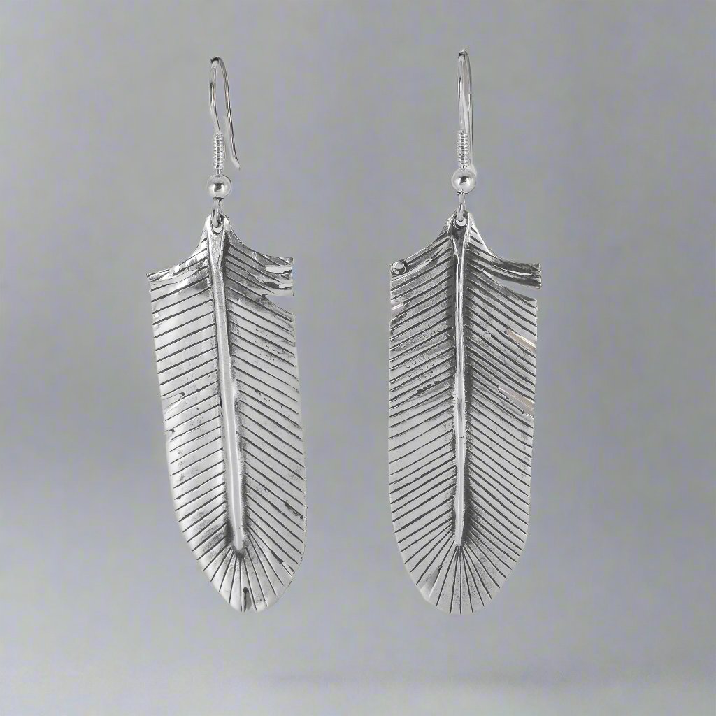 Long Feather Earrings in Sterling Silver - Jane Voorhees
