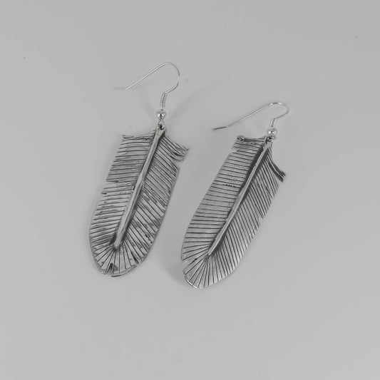 Long Feather Earrings in Sterling Silver - Jane Voorhees