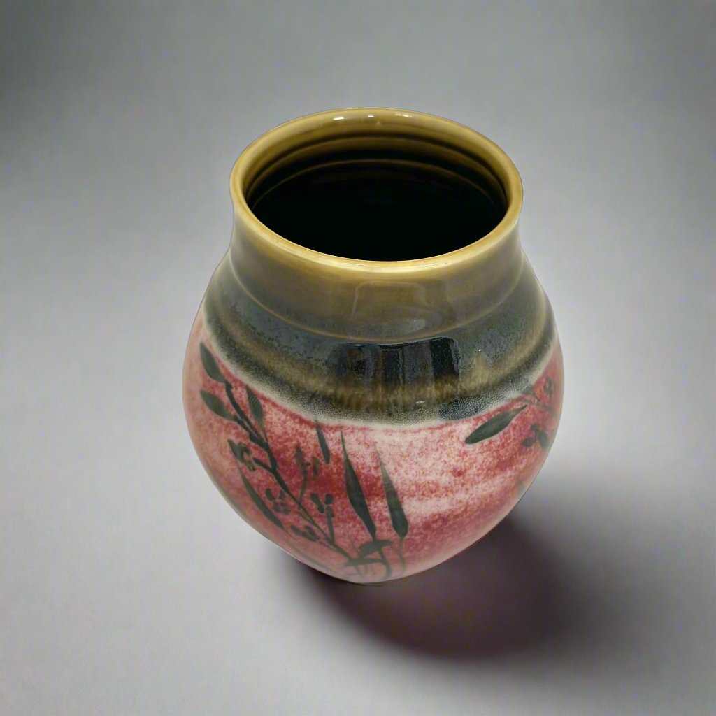 Red/Amber Vase with Orchids - Susan Bogen