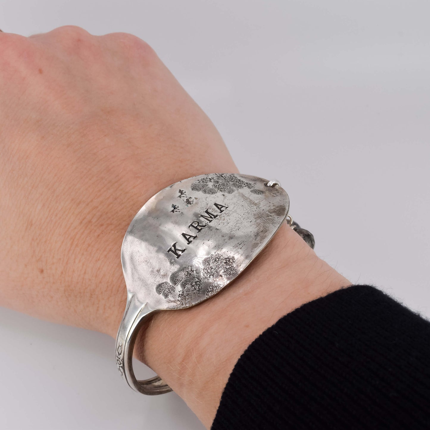 Spoon Bracelet Silver Plated Worn on wrist - Karin White