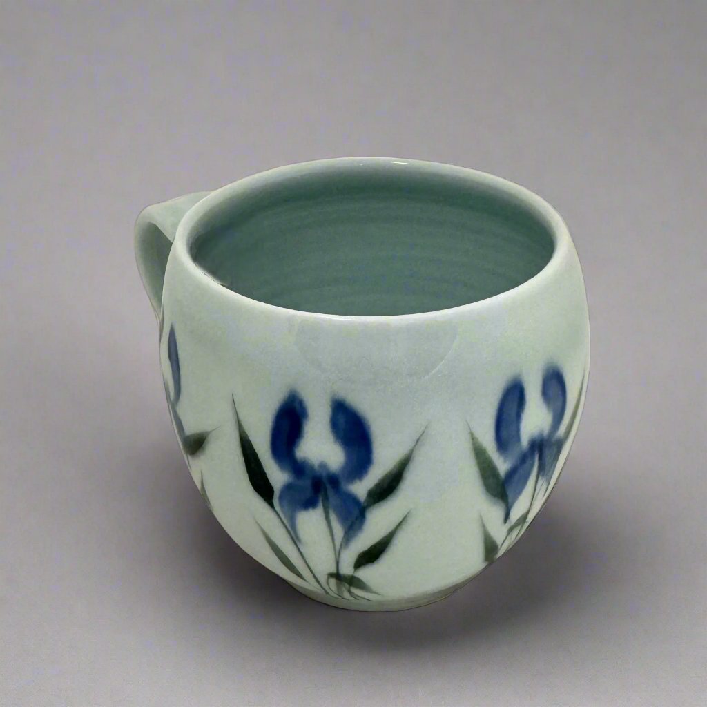 White Mug with Blue Iris - Susan Bogen